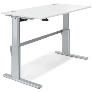 Elektrisch Höhenverstellbarer Schreibtisch, Basic MULTI M, Weiß/Alusilber RAL 9006, Rechteck, B1800 x T800 x H725-1140