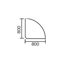 Verkettungsplatte MULTI M, Buchedekor/Alusilber RAL 9006, 90° Winkel 1/4 Kreis, B800 x T800 x H740