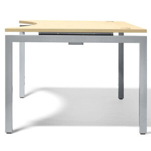 Schreibtisch 4-Fuß Basic MULTI M, Ahorndekor/Alusilber RAL 9006, Rechteck, B800 x T800 x H740