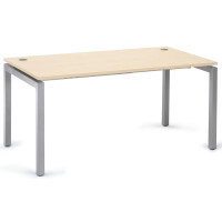 Schreibtisch 4-Fuß Basic MULTI M, Ahorndekor/Alusilber RAL 9006, Rechteck, B1200 x T800 x H740