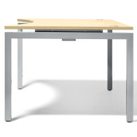 Schreibtisch 4-Fuß Basic MULTI M, Ahorndekor/Alusilber RAL 9006, Rechteck, B1600 x T800 x H740