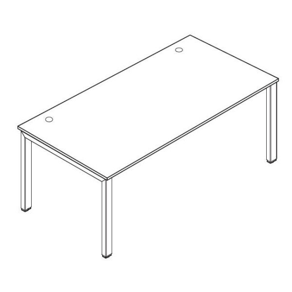Schreibtisch 4-Fuß Basic MULTI M, Weiß/Alusilber RAL 9006, Rechteck, B800 x T800 x H740