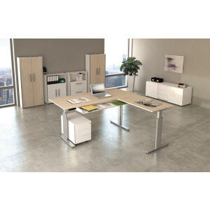 Schreibtisch M-ove silber H720-1200xB1600xT800mm weiß