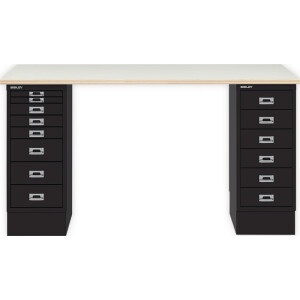 Schreibtisch MultiRange H740xB1400xT600mm Plywood/schwarz...