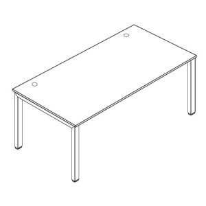 Schreibtisch 4-Fuß Comfort MULTI M, Lichtgrau/Alusilber RAL 9006, Rechteck, B800 x T800 x H620-820