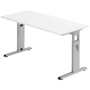 Schreibtisch H650-850xB1400xT670mm weiß gerade Form...