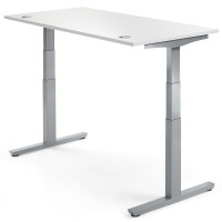 Elektrisch Höhenverstellbarer Schreibtisch, MULTI M pro, Weiß/Alusilber RAL 9006, Rechteck, B1200 x T800 x H650-1250