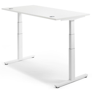Elektrisch Höhenverstellbarer Schreibtisch, MULTI M pro, Weiß/Weiß RAL 9016, Rechteck, B1200 x T800 x H650-1250