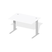 Schreibtisch Comfort M MULTI M, Weiß/Alusilber RAL 9006, Rechteck, B1200 x T800 x H640-840