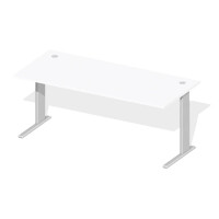 Schreibtisch Comfort M MULTI M, Weiß/Alusilber RAL 9006, Rechteck, B1800 x T800 x H640-840
