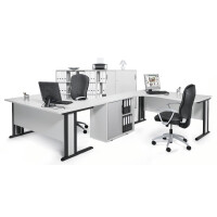 Schreibtisch Basic MULTI M, Lichtgrau/Anthrazit RAL 7016, Rechteck, B800 x T800 x H740