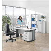 Schreibtisch Basic MULTI M, Weiß/Anthrazit RAL 7016, Rechteck, B800 x T800 x H740