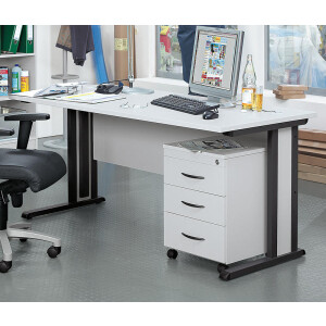 Schreibtisch Basic MULTI M, Weiß/Anthrazit RAL 7016, Rechteck, B1800 x T800 x H740