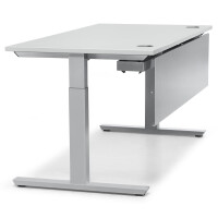 Schreibtisch T-Fuß MULTI M, Lichtgrau/Alusilber RAL 9006, Quadrat, B800 x T800 x H650-850