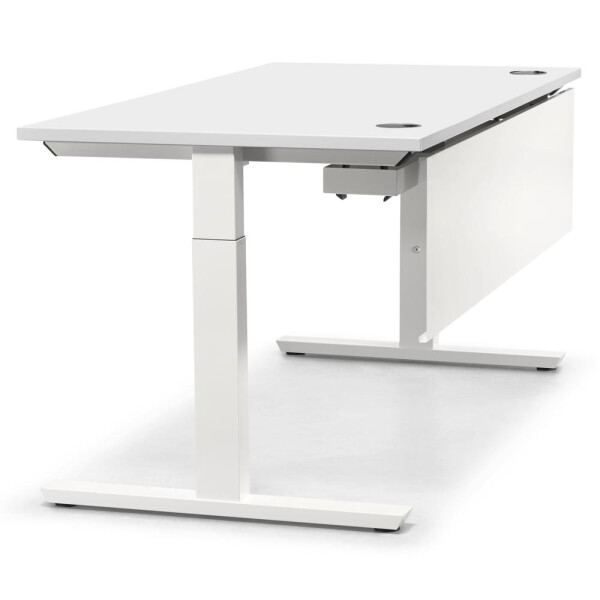 Schreibtisch T-Fuß MULTI M, Weiß/Weiß RAL 9016, Quadrat, B800 x T800 x H650-850