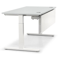 Schreibtisch T-Fuß MULTI M, Lichtgrau/Weiß RAL 9016, Rechteck, B1200 x T800 x H650-850