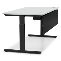 Schreibtisch T-Fuß MULTI M, Lichtgrau/Schwarz RAL 9005, Quadrat, B800 x T800 x H650-850