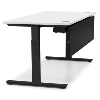 Schreibtisch T-Fuß MULTI M, Weiß/Schwarz RAL 9005, Quadrat, B800 x T800 x H650-850