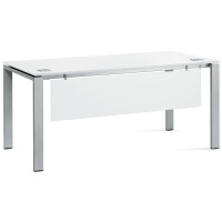 Schreibtisch 4-Fuß Basic EVO, Weiß/Alusilber RAL 9006, Rechteck, B1800 x T800 x H730
