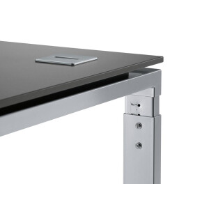 Schreibtisch 4-Fuß Comfort EVO, Anthrazit/Alusilber RAL 9006, Rechteck, B1600 x T800 x H730-855