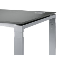 Schreibtisch 4-Fuß Comfort EVO, Anthrazit/Alusilber RAL 9006, Rechteck, B1600 x T800 x H730-855
