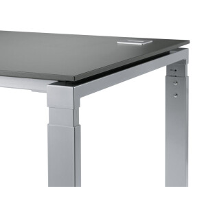 Schreibtisch 4-Fuß Comfort EVO, Anthrazit/Alusilber RAL 9006, Rechteck, B2000 x T800 x H730-855
