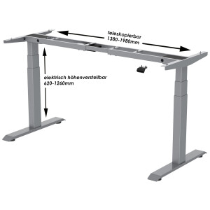 Schreibtischgestell | Tischgestell elektrisch höhenverstellbar, Rechtecksäule, verschiedene Ausführungen & Farben